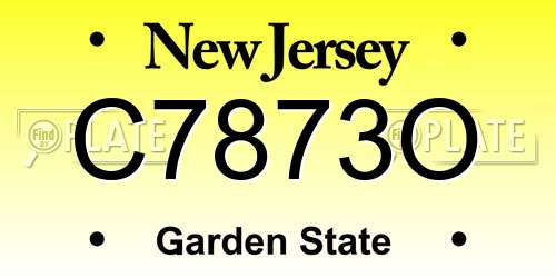 C7873O New Jersey License Plate