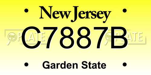 C7887B New Jersey License Plate