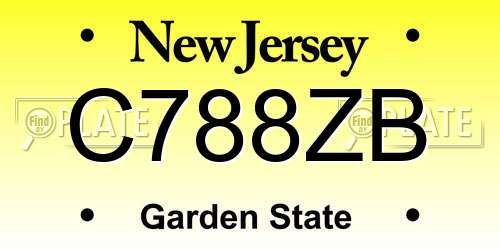 C788ZB New Jersey License Plate
