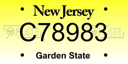 C78983 New Jersey License Plate