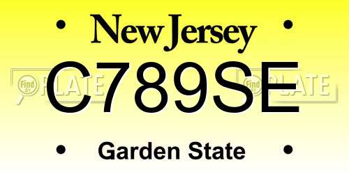 C789SE New Jersey License Plate