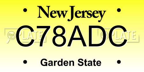 C78ADC New Jersey License Plate