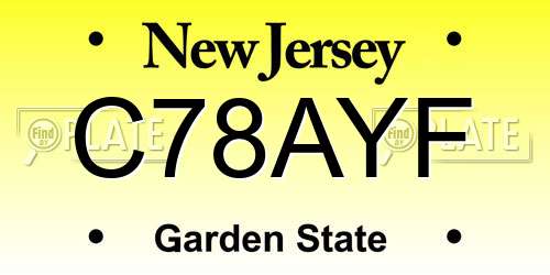C78AYF New Jersey License Plate