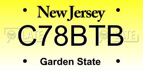 C78BTB New Jersey License Plate