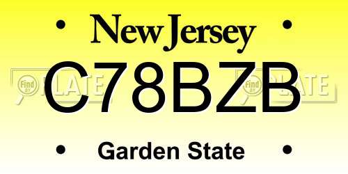 C78BZB New Jersey License Plate