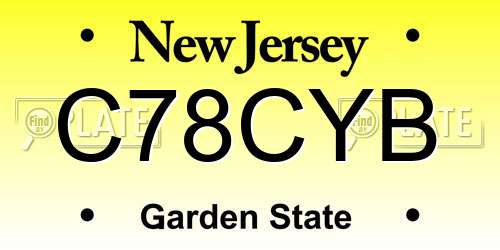 C78CYB New Jersey License Plate