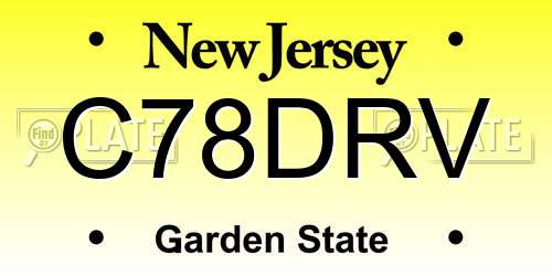 C78DRV New Jersey License Plate