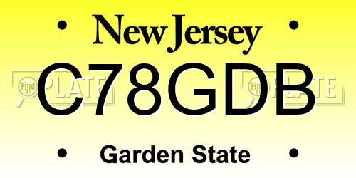 C78GDB New Jersey License Plate