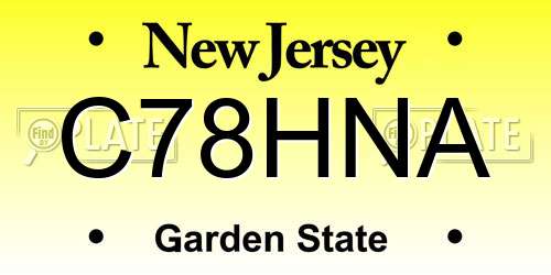 C78HNA New Jersey License Plate