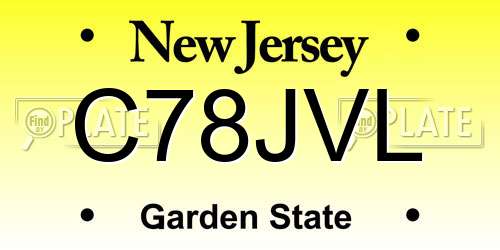 C78JVL New Jersey License Plate