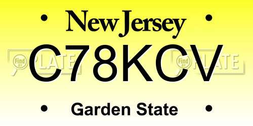 C78KCV New Jersey License Plate