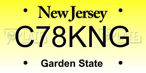 C78KNG New Jersey License Plate
