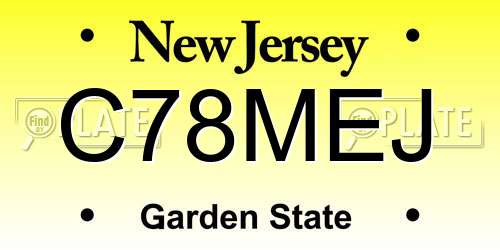 C78MEJ New Jersey License Plate