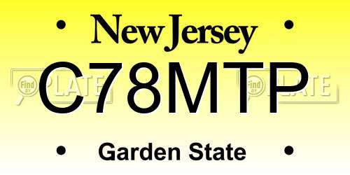 C78MTP New Jersey License Plate