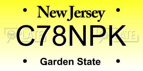 C78NPK New Jersey License Plate