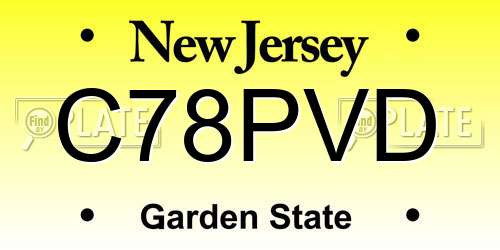 C78PVD New Jersey License Plate