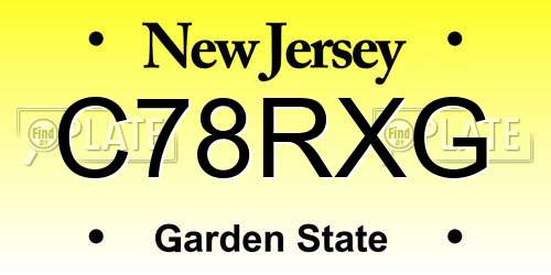 C78RXG New Jersey License Plate