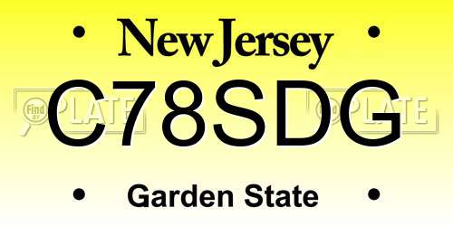 C78SDG New Jersey License Plate