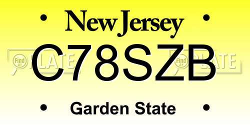 C78SZB New Jersey License Plate