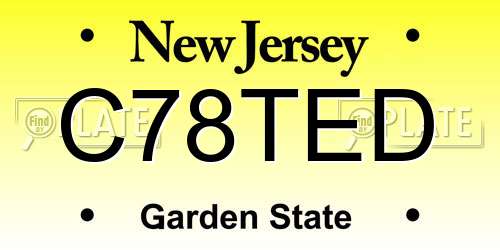 C78TED New Jersey License Plate