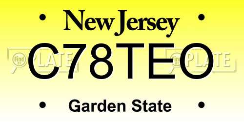 C78TEO New Jersey License Plate