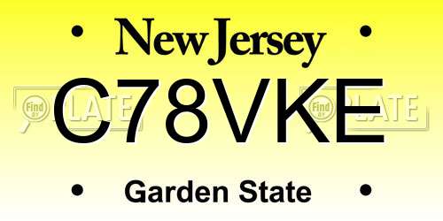 C78VKE New Jersey License Plate
