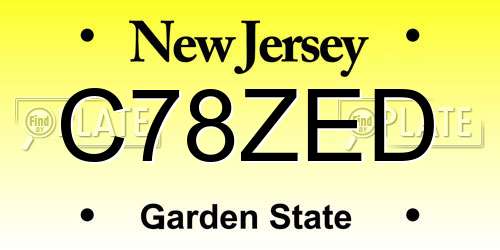 C78ZED New Jersey License Plate