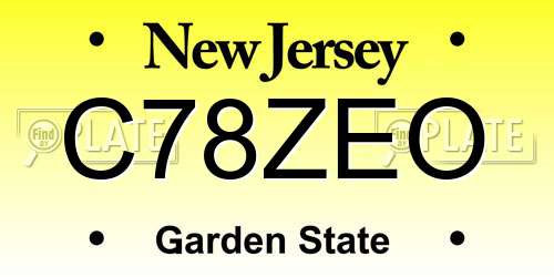 C78ZEO New Jersey License Plate