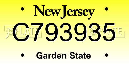 C793935 New Jersey License Plate