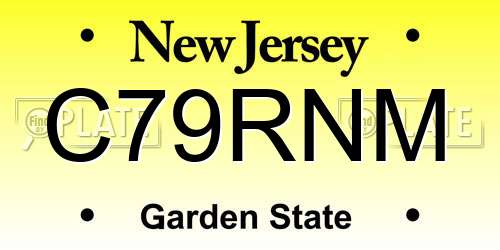 C79RNM New Jersey License Plate