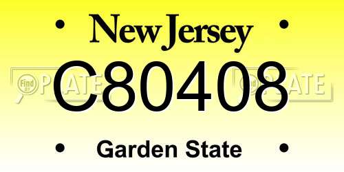 C80408 New Jersey License Plate
