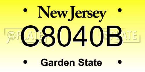 C8040B New Jersey License Plate