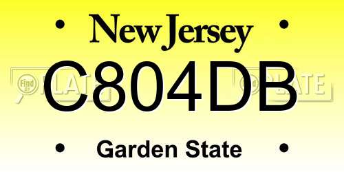 C804DB New Jersey License Plate