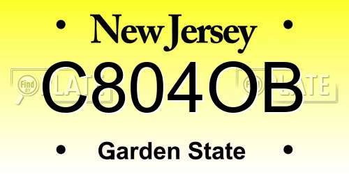 C804OB New Jersey License Plate