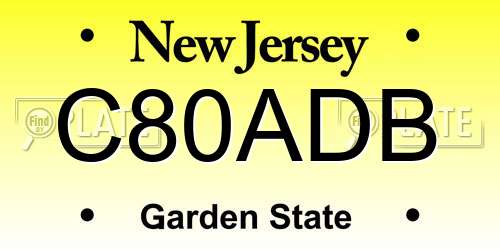 C80ADB New Jersey License Plate