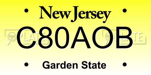 C80AOB New Jersey License Plate
