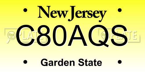 C80AQS New Jersey License Plate