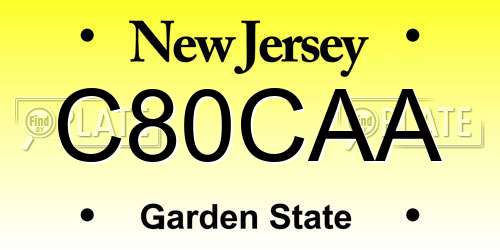 C80CAA New Jersey License Plate