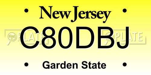 C80DBJ New Jersey License Plate