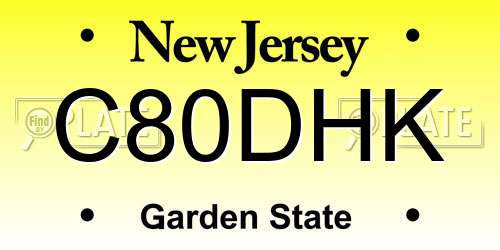 C80DHK New Jersey License Plate