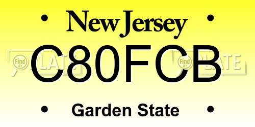 C80FCB New Jersey License Plate