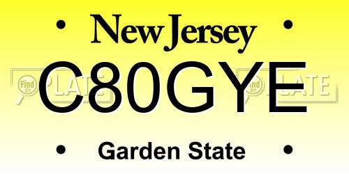 C80GYE New Jersey License Plate