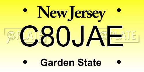 C80JAE New Jersey License Plate