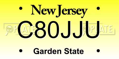 C80JJU New Jersey License Plate