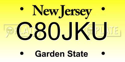 C80JKU New Jersey License Plate