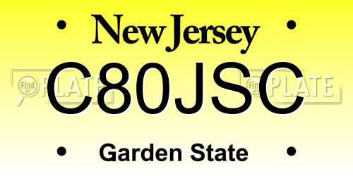 C80JSC New Jersey License Plate