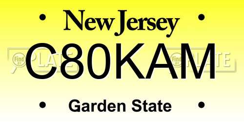 C80KAM New Jersey License Plate