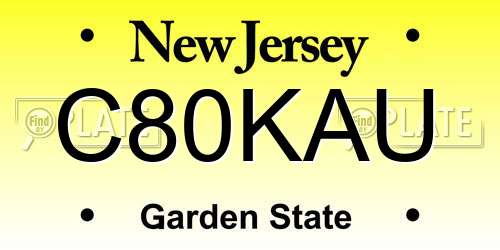 C80KAU New Jersey License Plate
