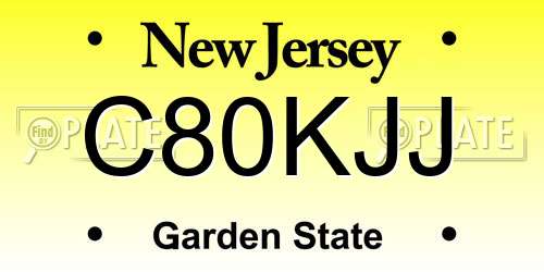 C80KJJ New Jersey License Plate