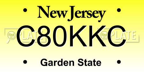 C80KKC New Jersey License Plate